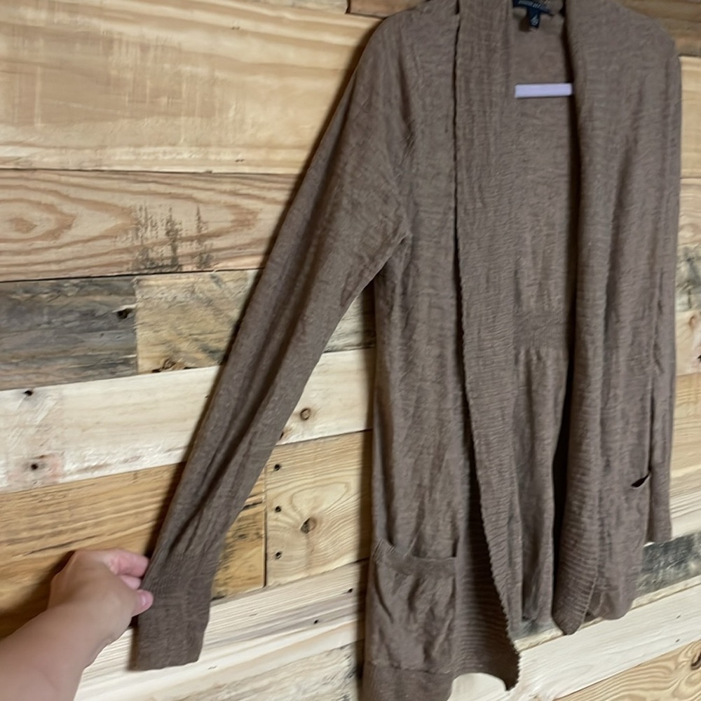 Banana Republic size Small Mocha Color Open Front Cardigan Sweater with Pockets - Picture 8 of 11
